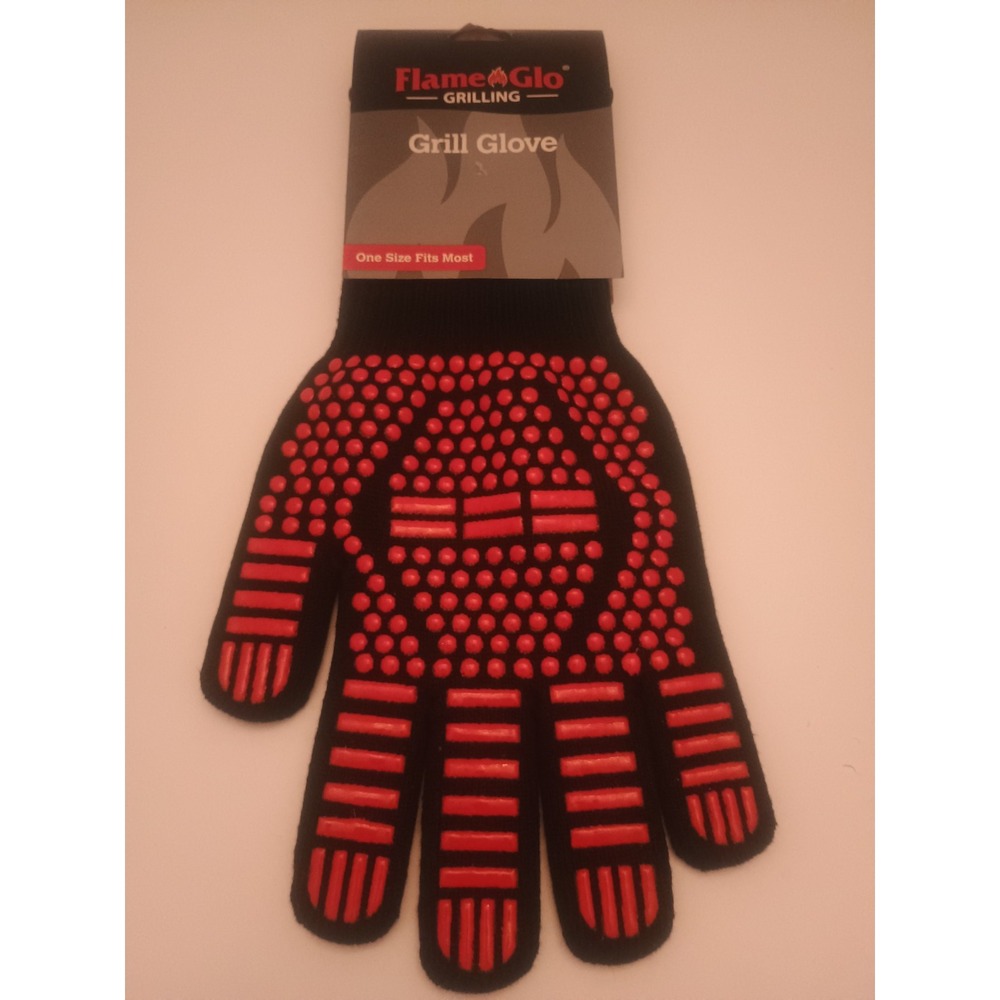 Flame Glo Grilling Oven Gloves Non-Slip Silicone Grip Black/Red One Size For All
